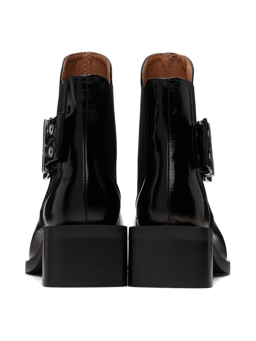 Black Chunky Buckle Chelsea Boots - 2
