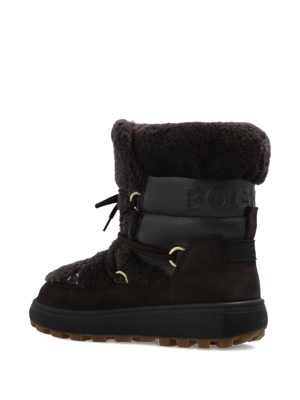 lace-up shearling boots - 4