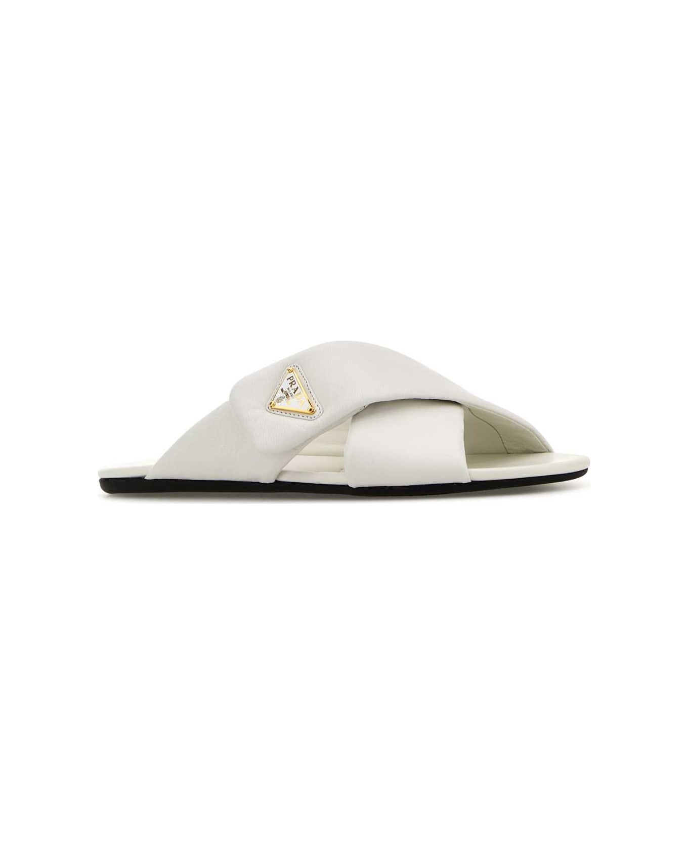 White Nappa Leather Slippers - 2