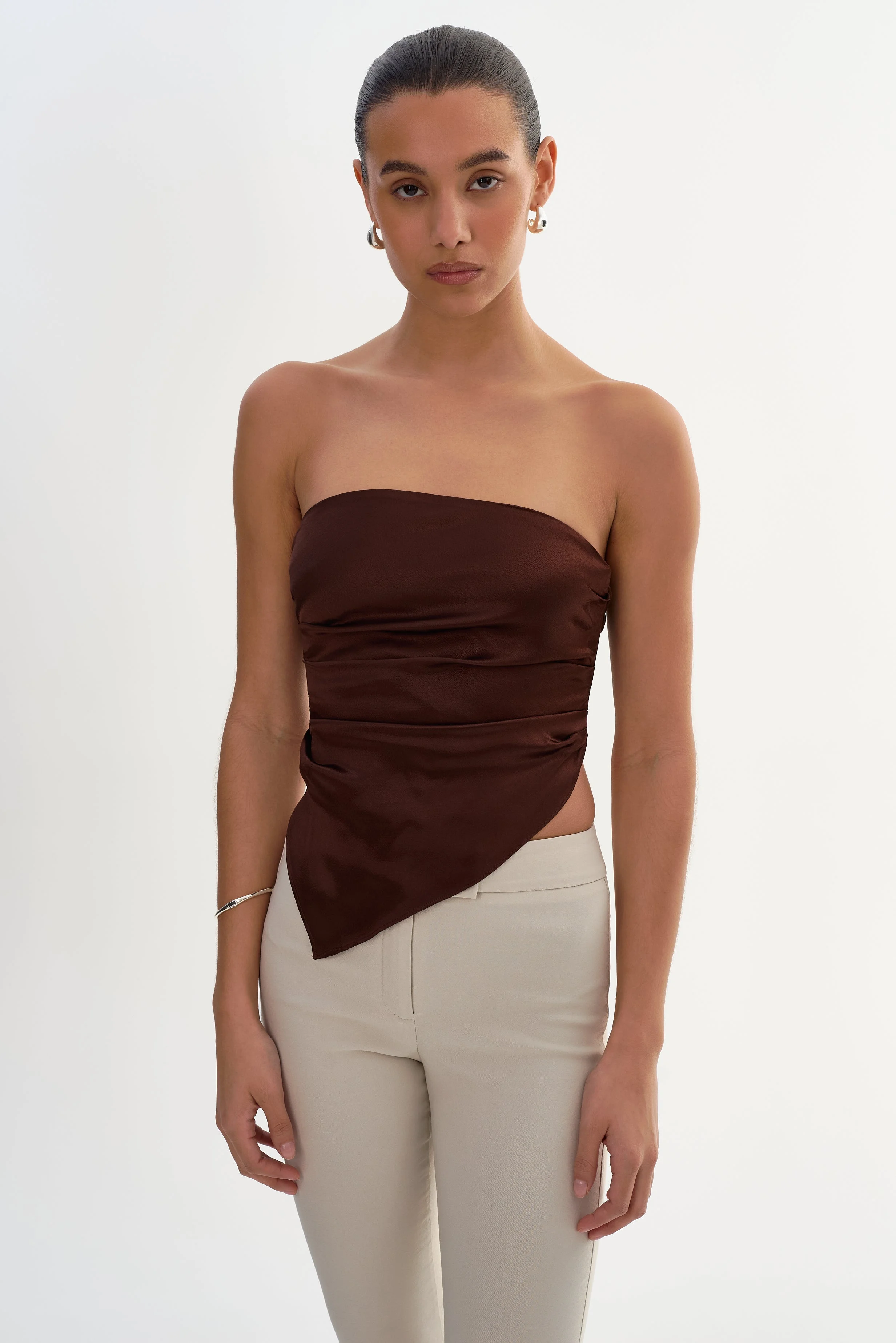 BAILA | Asymmetric Satin Scarf Top - 1