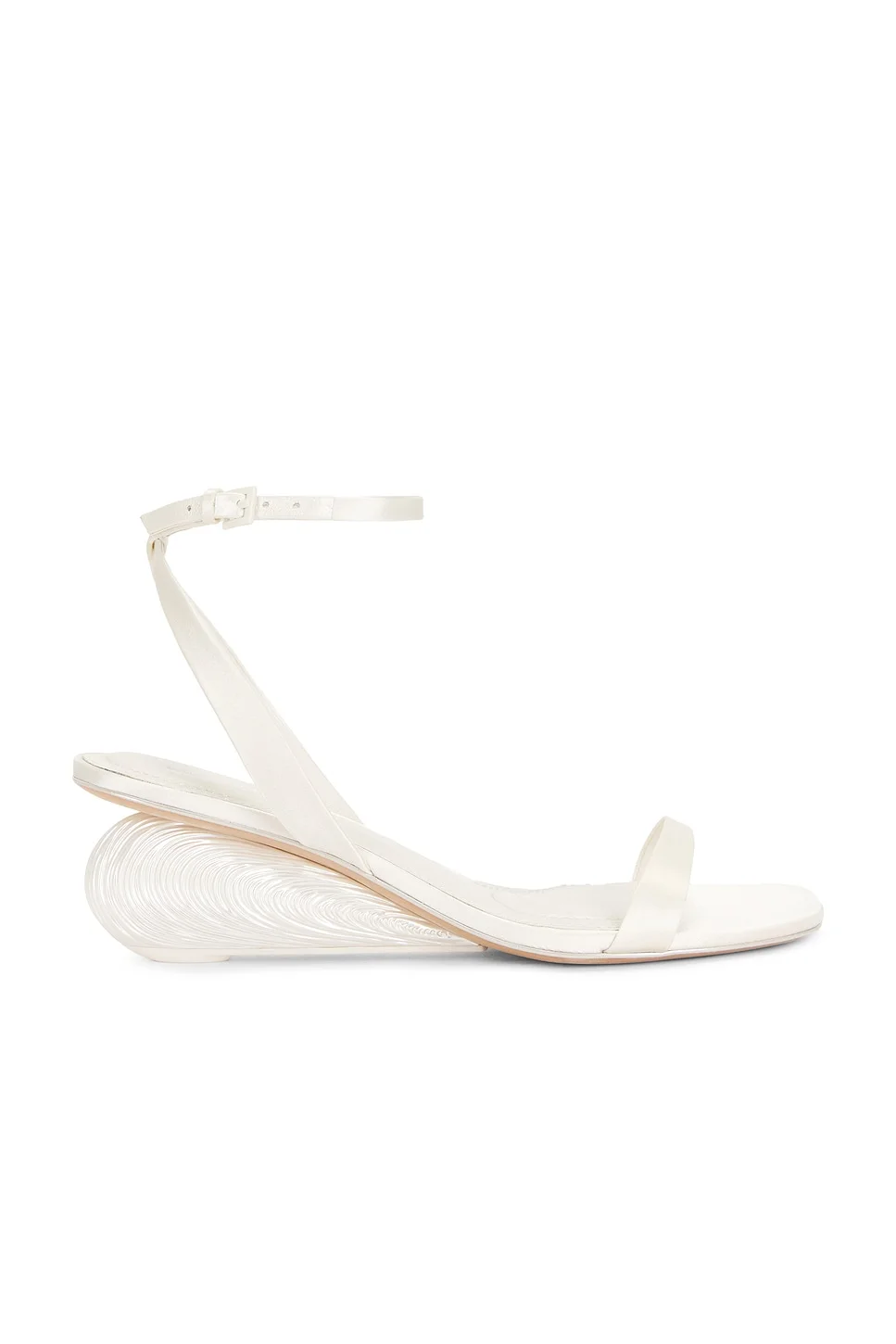 Bridget Satin Oyster Shell Wedge Sandal - 1