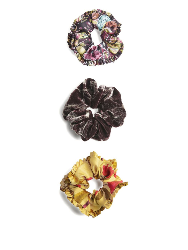 La DoubleJ ruffled printed scrunchie (pack of three) outlook
