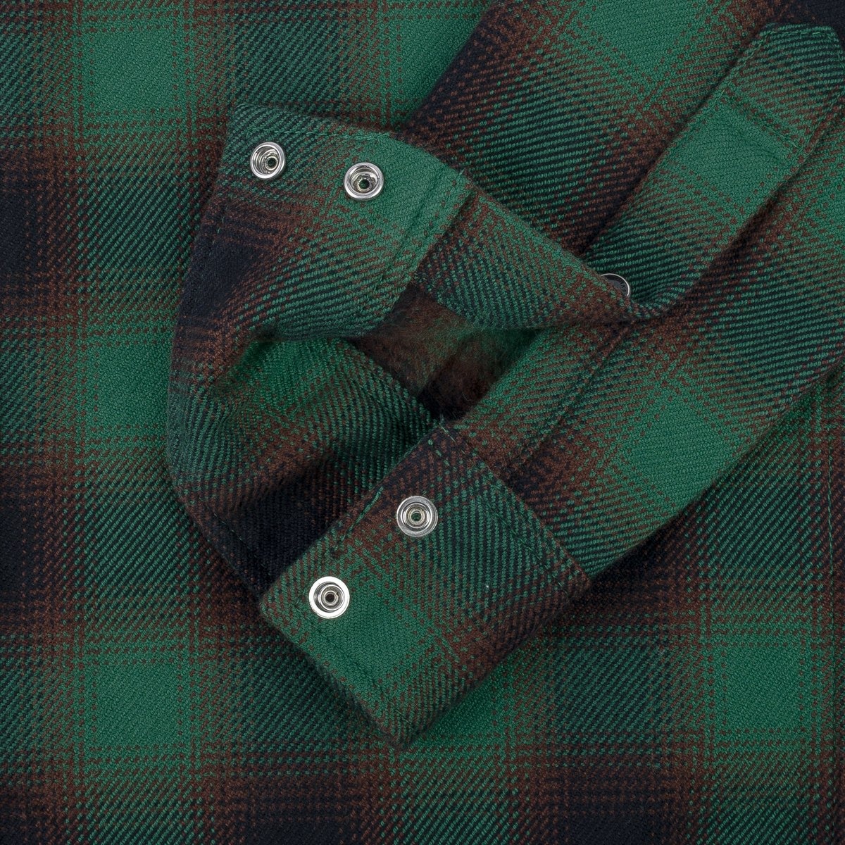 IHSH-373-GRN Ultra Heavy Flannel Ombré Check Western Shirt - Green - 13