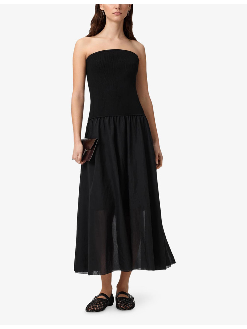 ALLSAINTS Tegan Knitted and Woven Maxi Skirt outlook