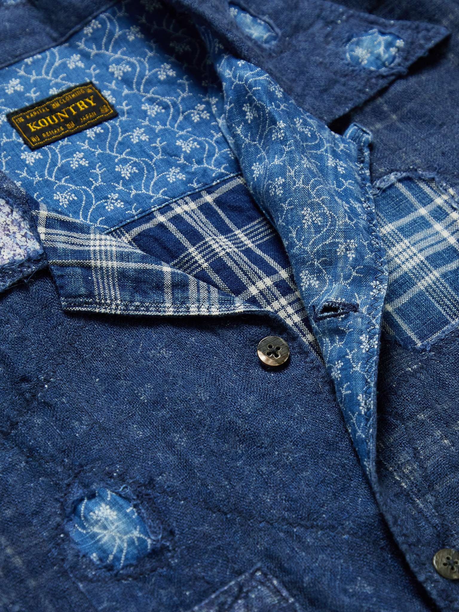 Kaya Boro Distressed Patchwork Linen and Cotton-Blend Shirt - 5