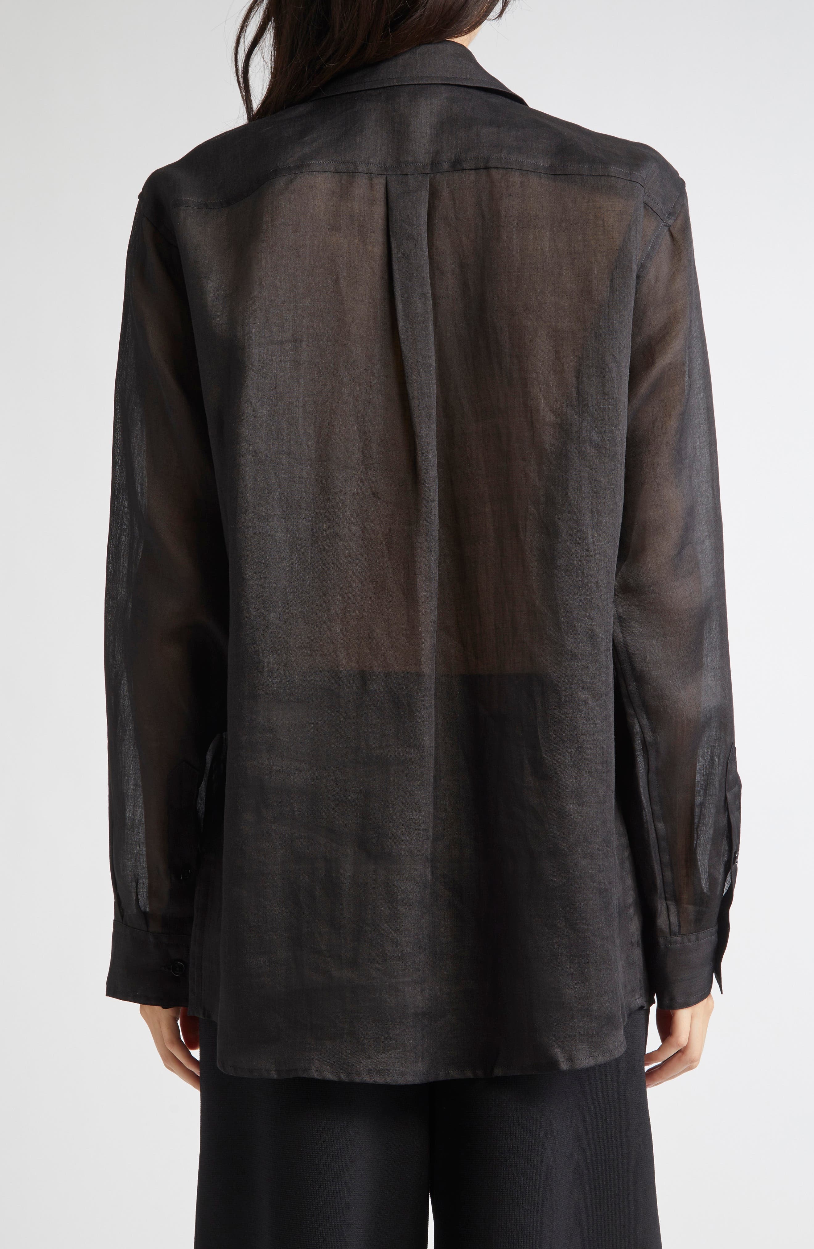 TOTEME Double Collar Button-Up Shirt in Black at Nordstrom - 3