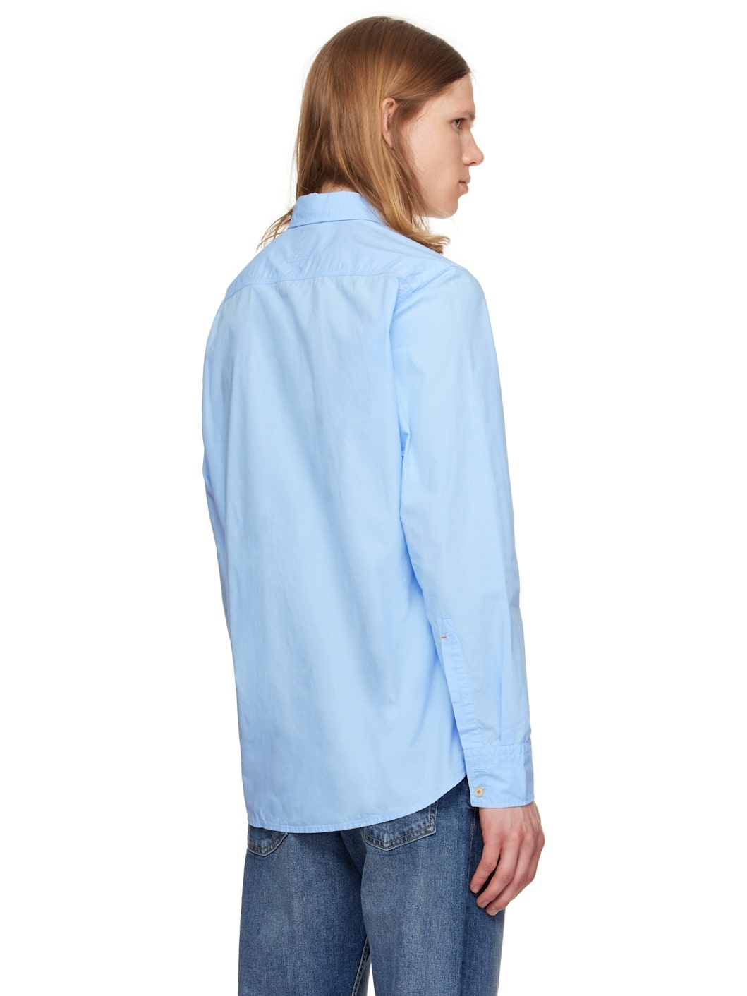 Blue Regular-Fit Cotton Poplin Shirt - 3