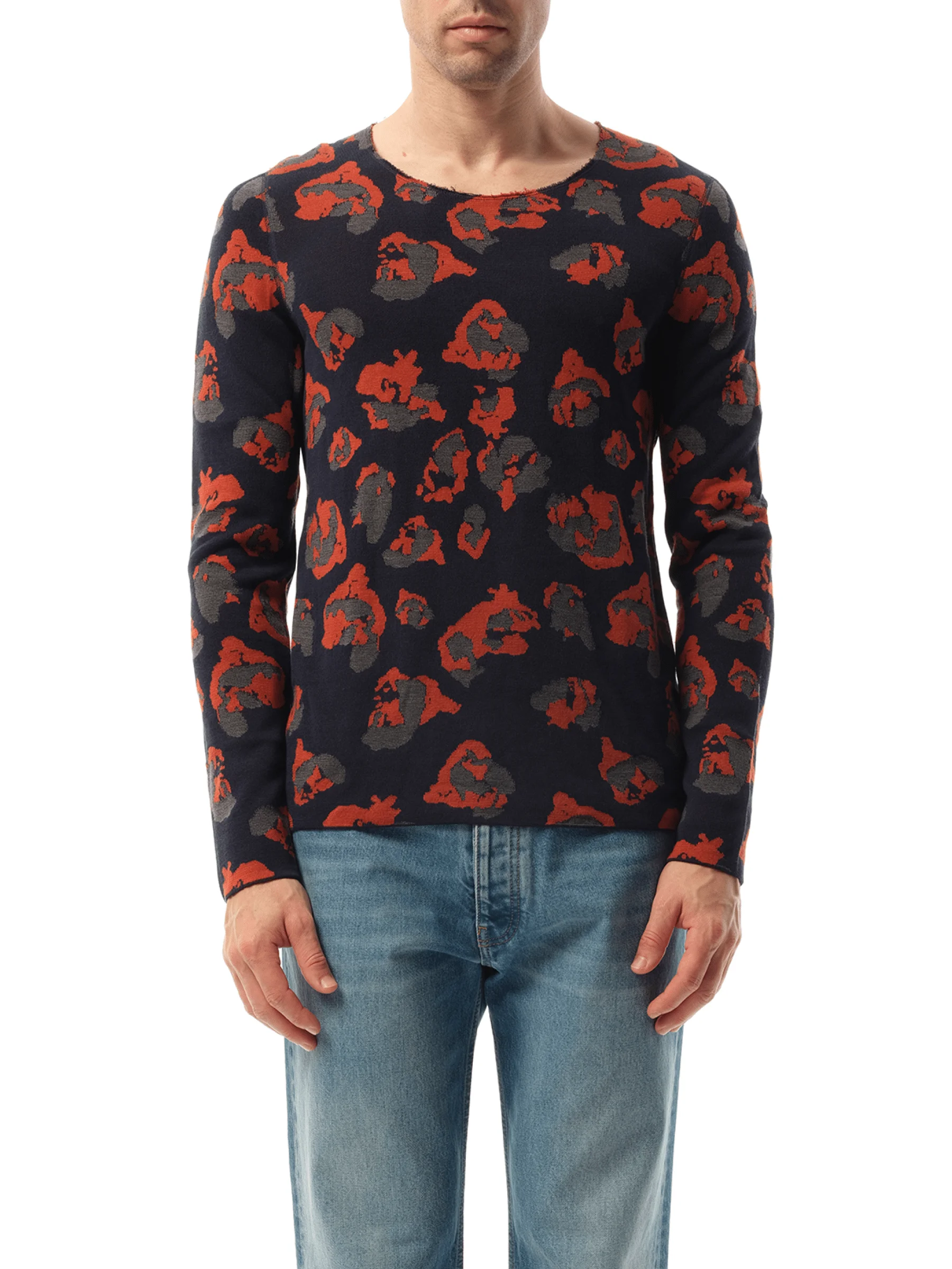 Leopard Jacq Raw Sweatshirter in Navy - 1