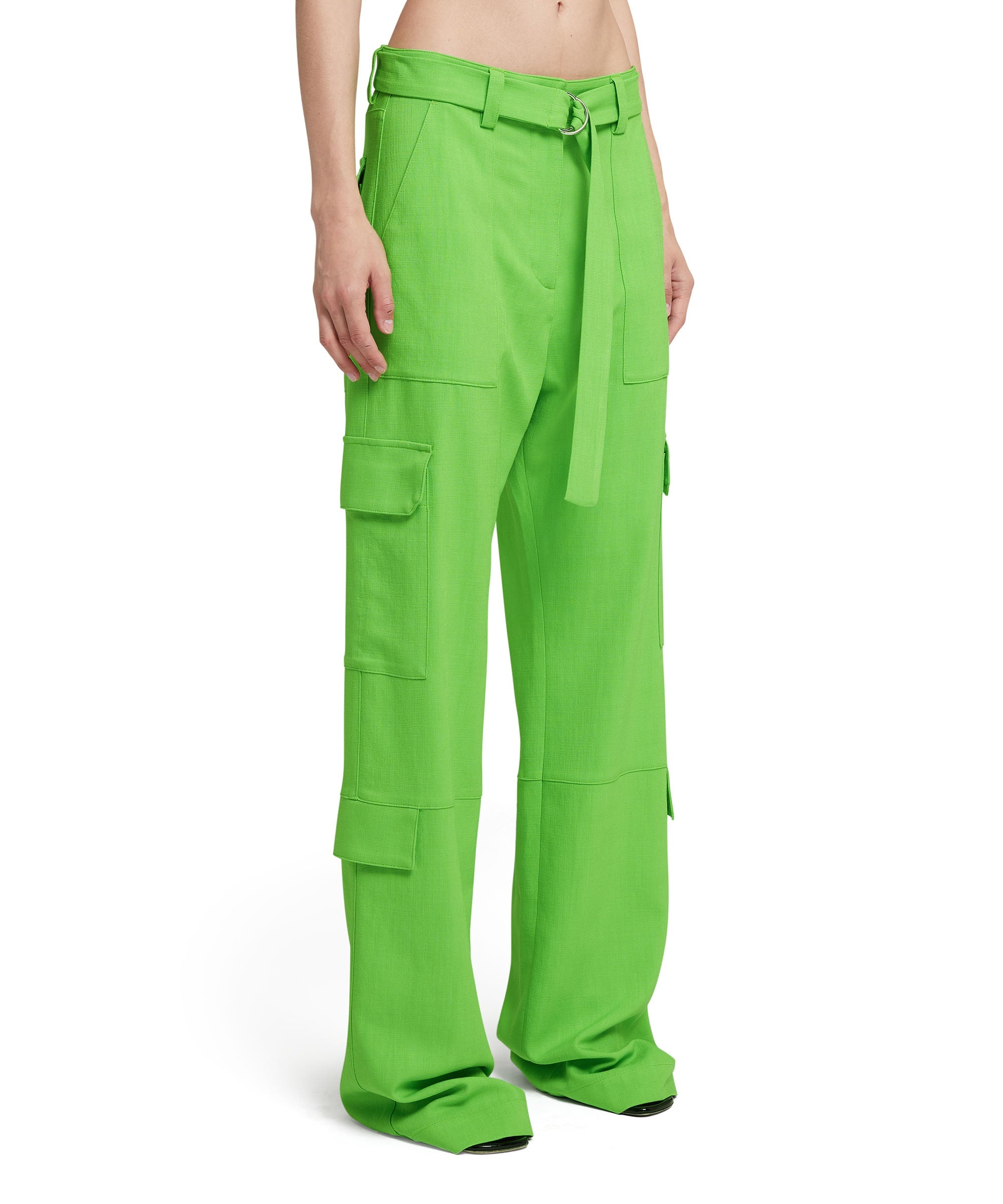Flamed viscose canvas cargo pants - 4