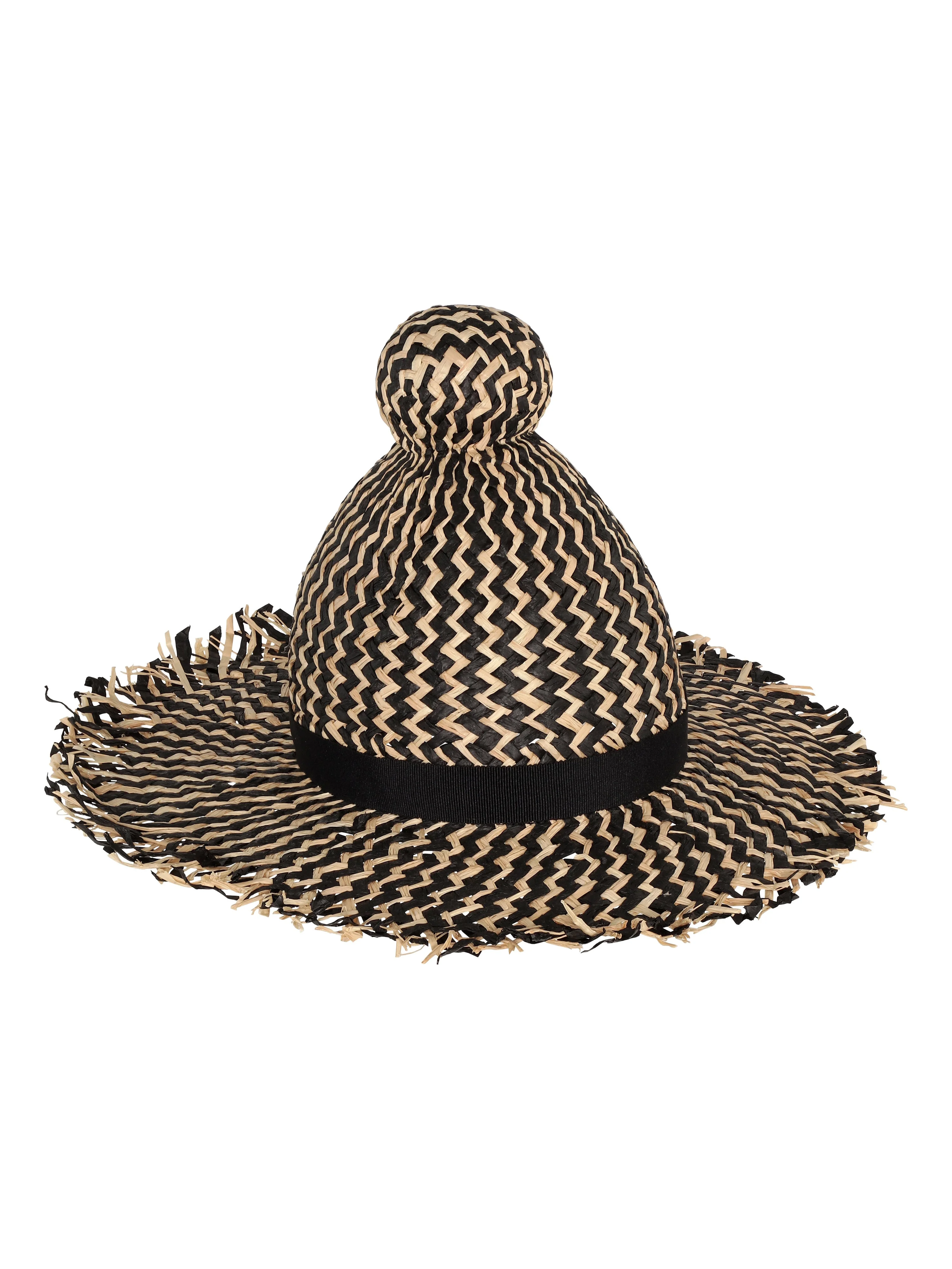 GARDEN STRAW HAT - BLACK NATURAL STRAW - 1
