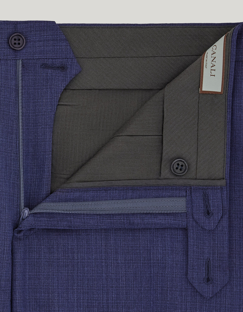 BLUE WOOL REGULAR-FIT PANTS WITH MICRO-DESIGN 5