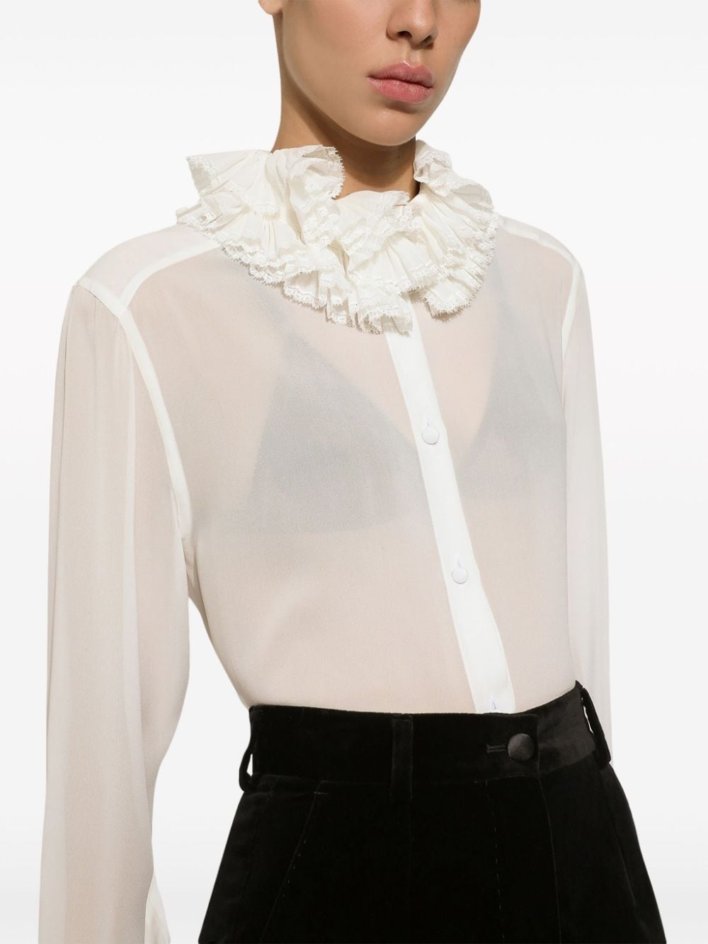 ruffled silk-blend shirt - 6