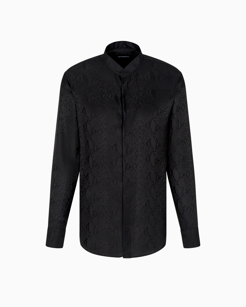 SILK-BLEND ANIMAL JACQUARD SHIRT WITH GURU COLLAR 1