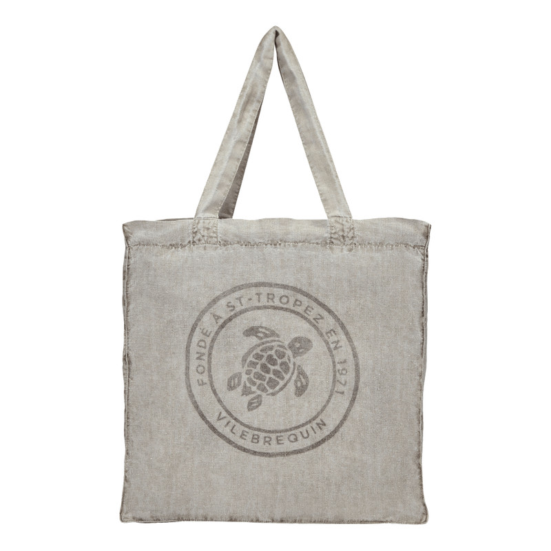 Vilebrequin Linen Turtle Unisex Tote Bag Mineral Dye outlook