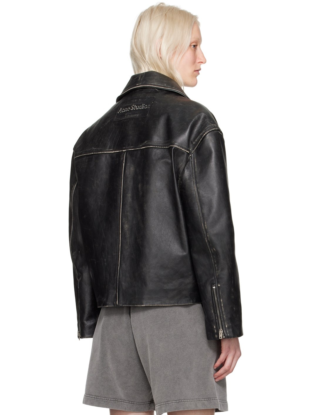 Black Padded Leather Jacket - 3