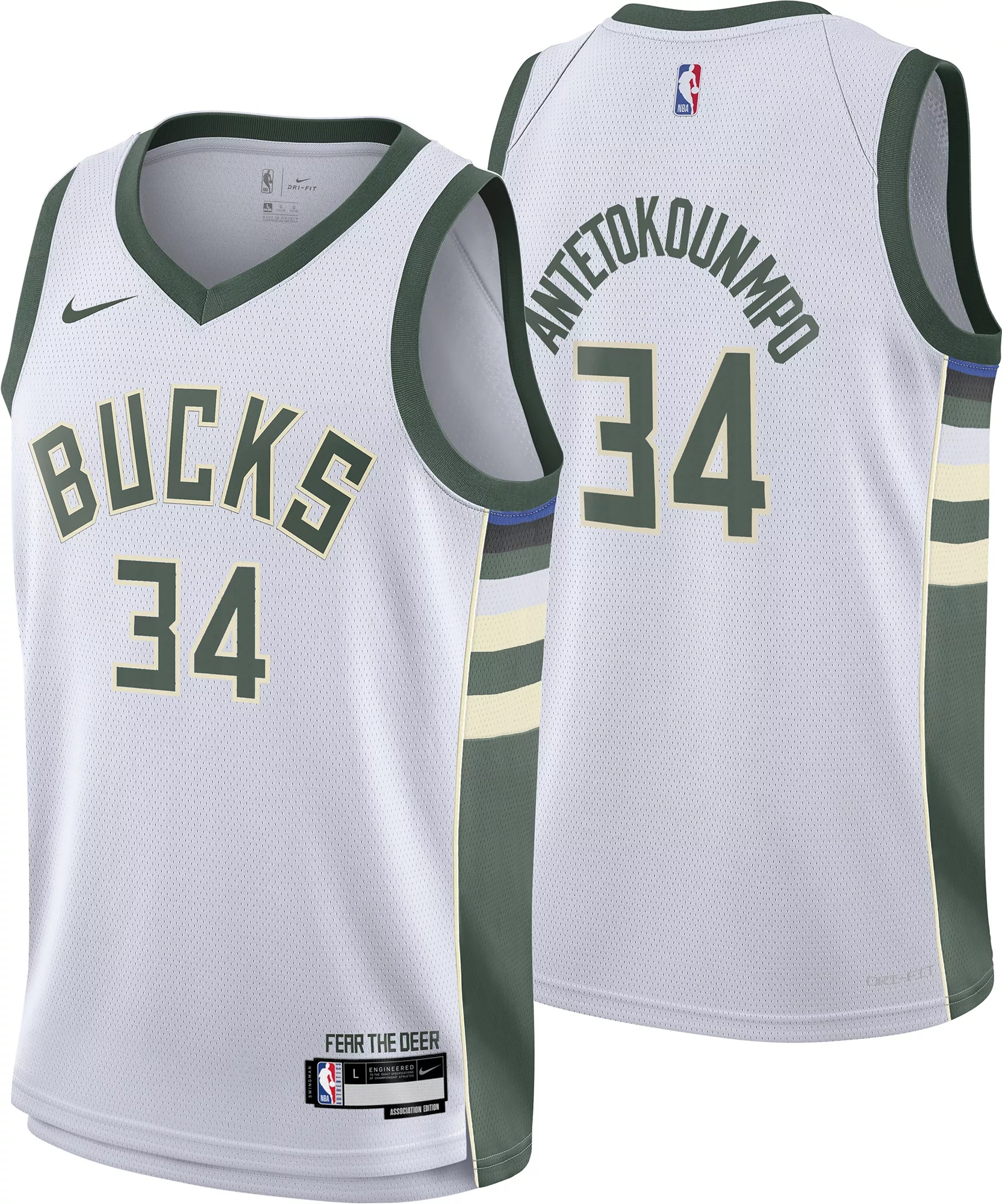 Nike Youth Milwaukee Bucks Giannis Antetokounmpo #34 White Swingman Jersey - 1