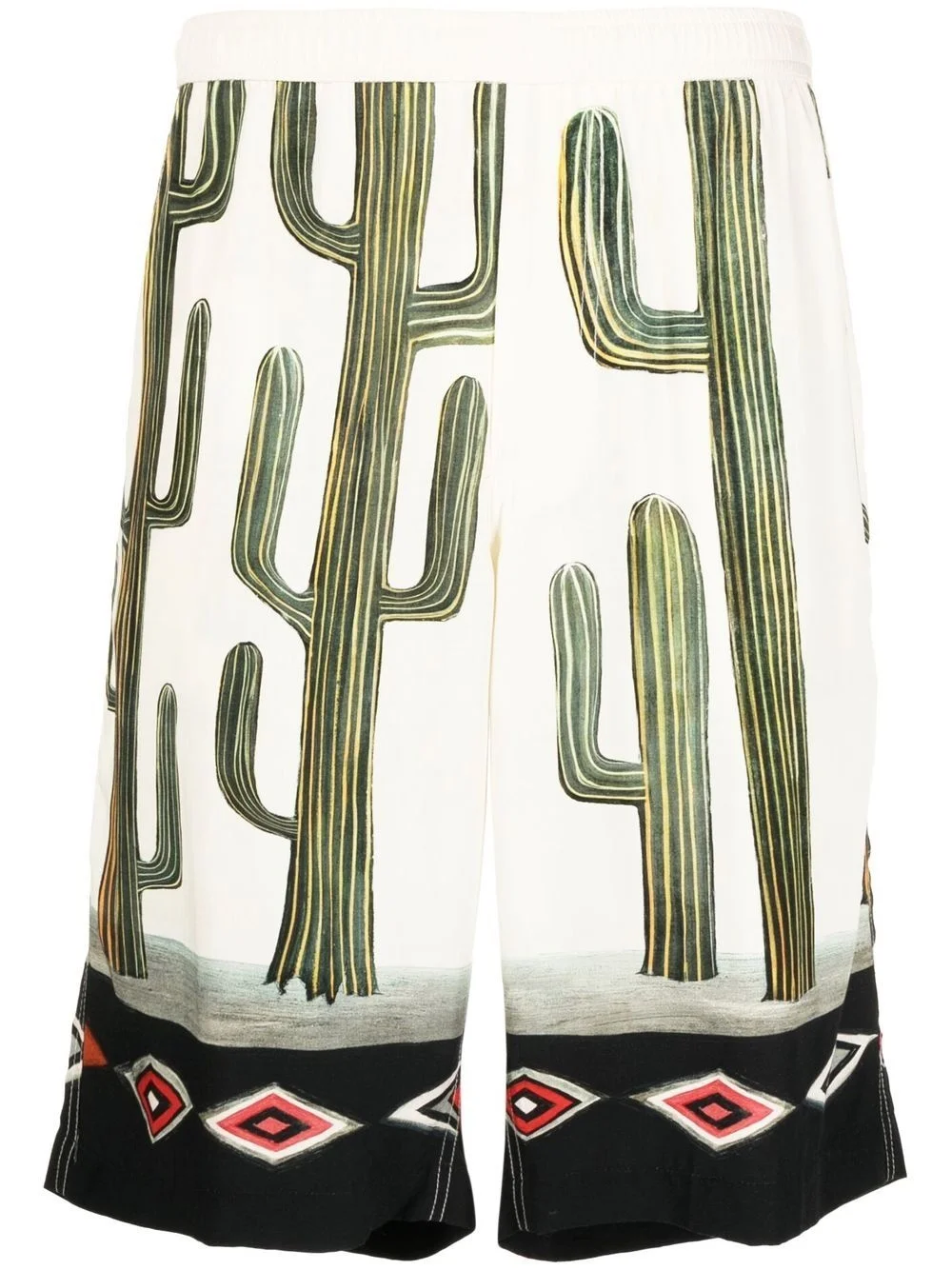 graphic-print rayon shorts - 1