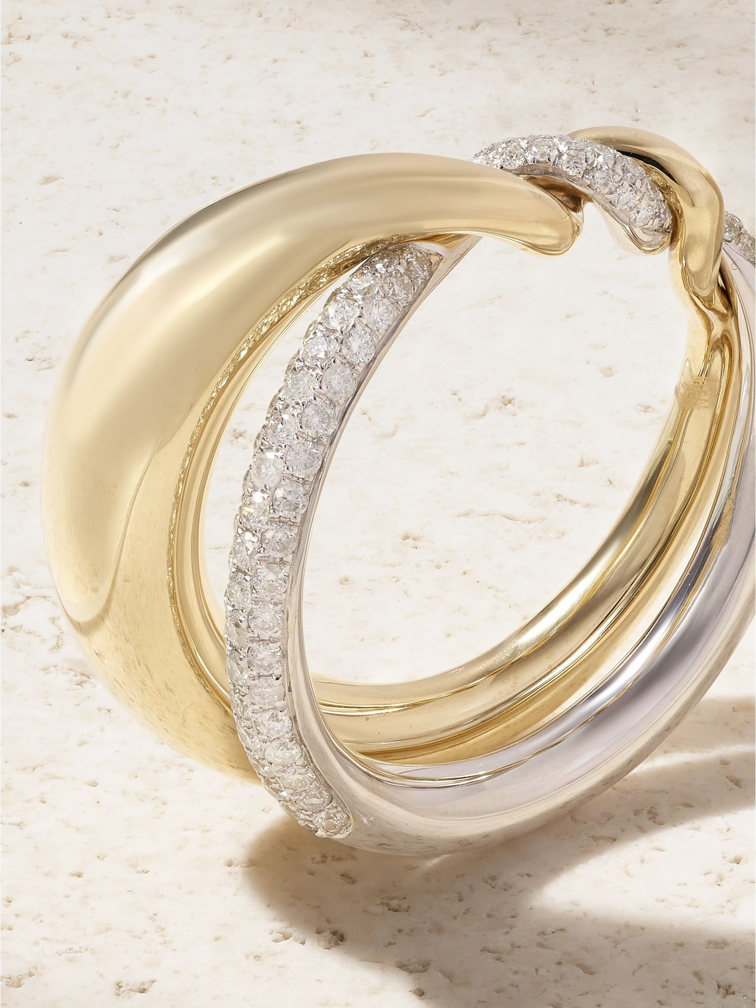 9-karat yellow and white gold diamond ring Gold - 4