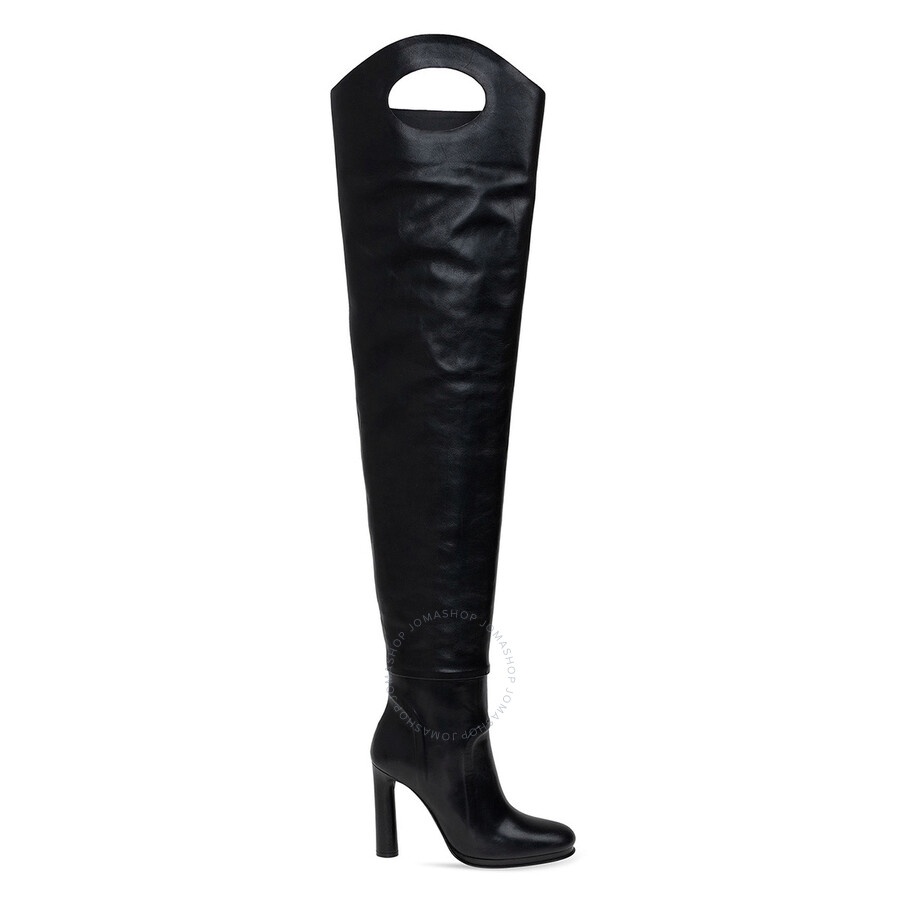 Burberry Ladies Shoreditch Black Porthole Detail Over-The-Knee Boots - 1
