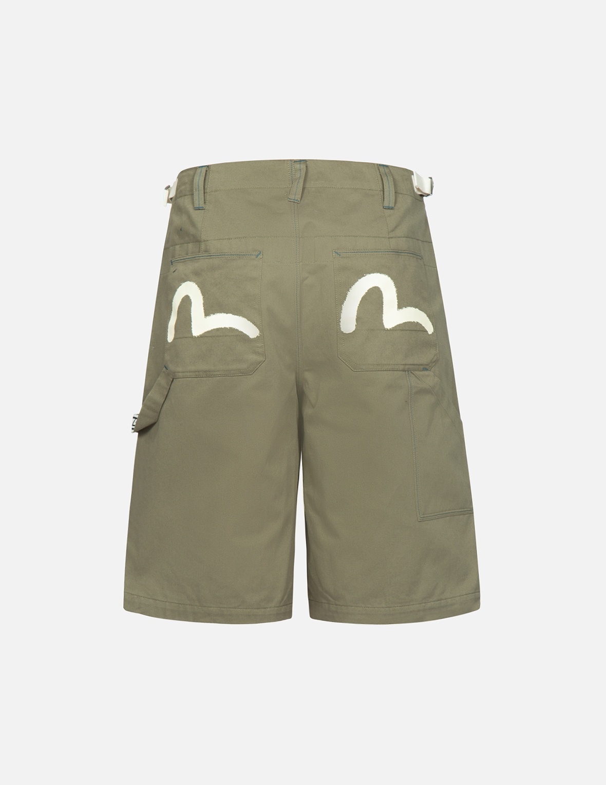 STENCIL SLOGAN AND SEAGULL PRINT BERMUDA PANTS - 2