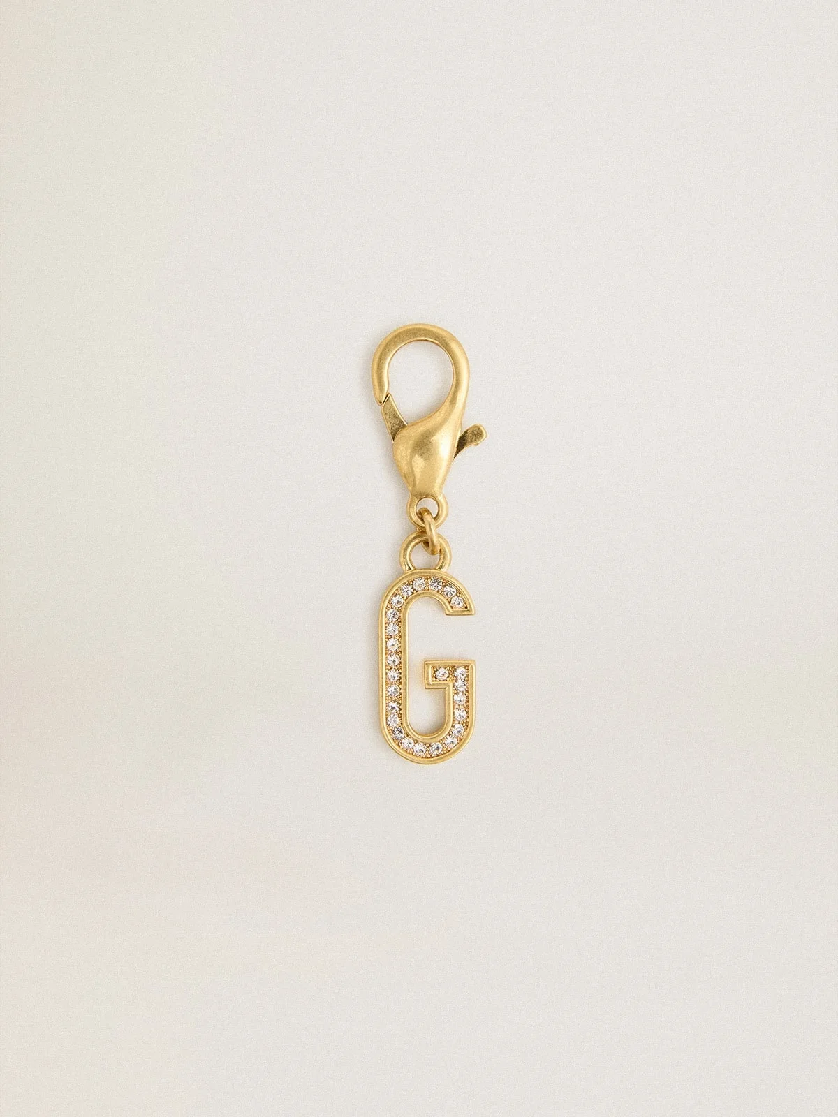 Letter G charm in gold-colored brass with crystals - 1