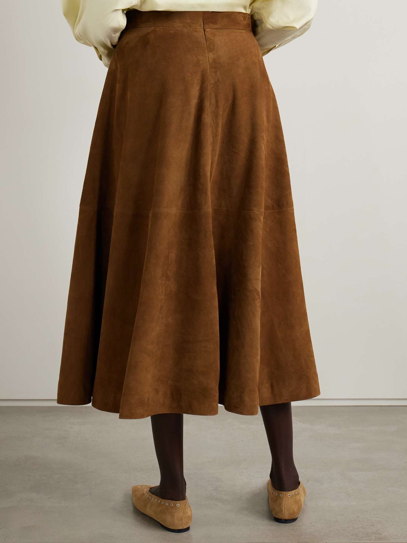 Suede midi skirt Camel - 3