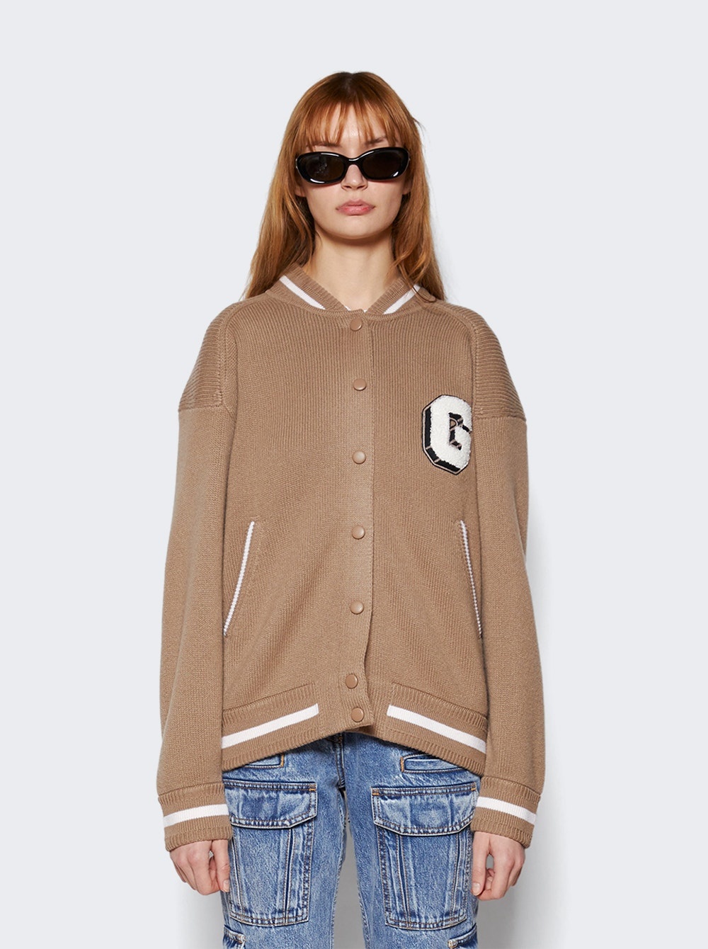 Varsity Bomber Jacket Beige - 3