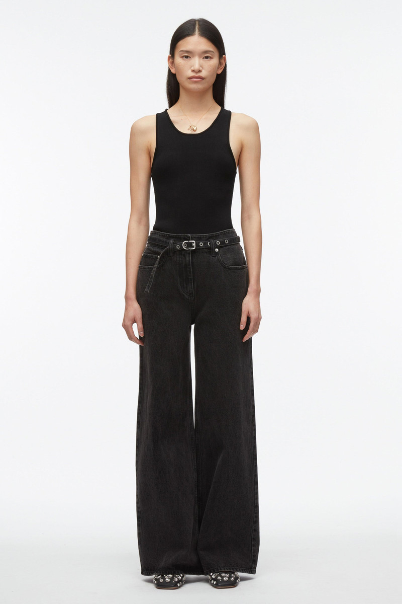 Wide Leg Belted Jeans 1