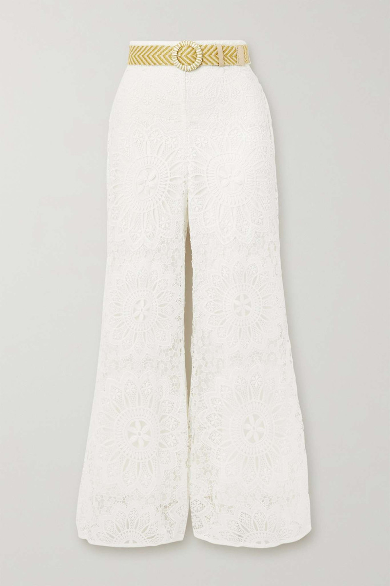 Chintz Doily belted lace flared pants 1