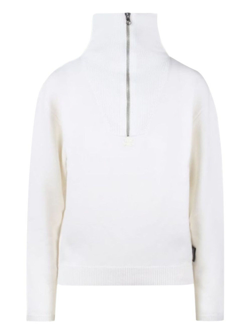 embroidered-logo zip sweater 1