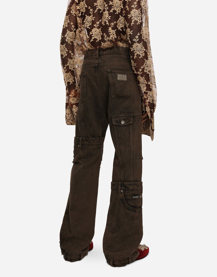 Overdyed patchwork denim jeans - 4