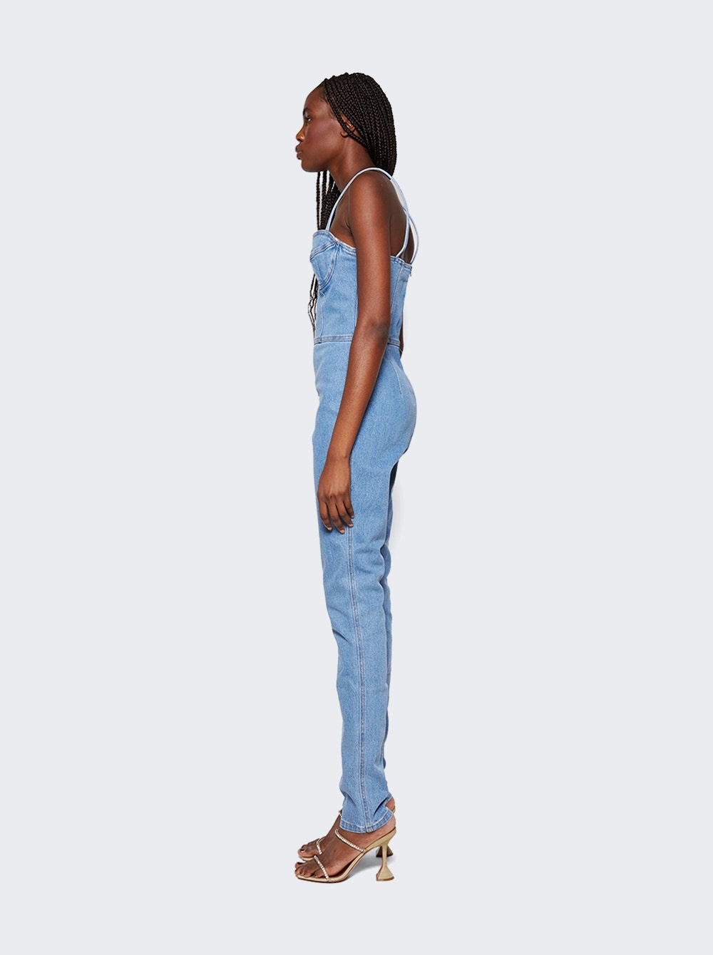 Denim Bustier Jumpsuit Blue - 4