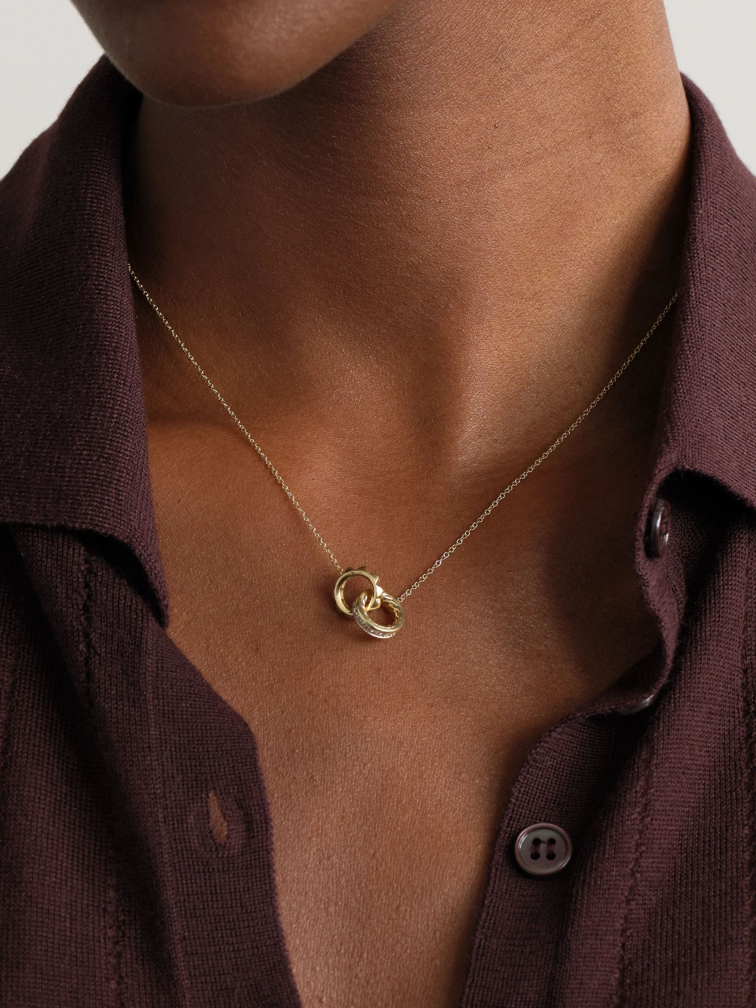 Crossover Trio 18-karat gold diamond necklace Gold - 2