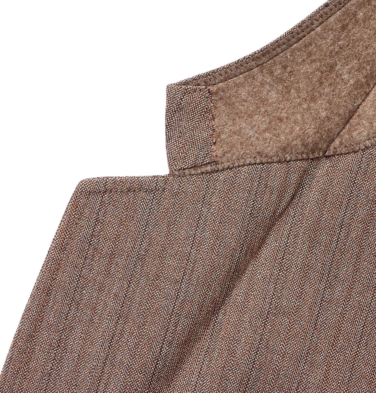 Brown Slim-Fit Striped Herringbone Wool-Blend Blazer - 3