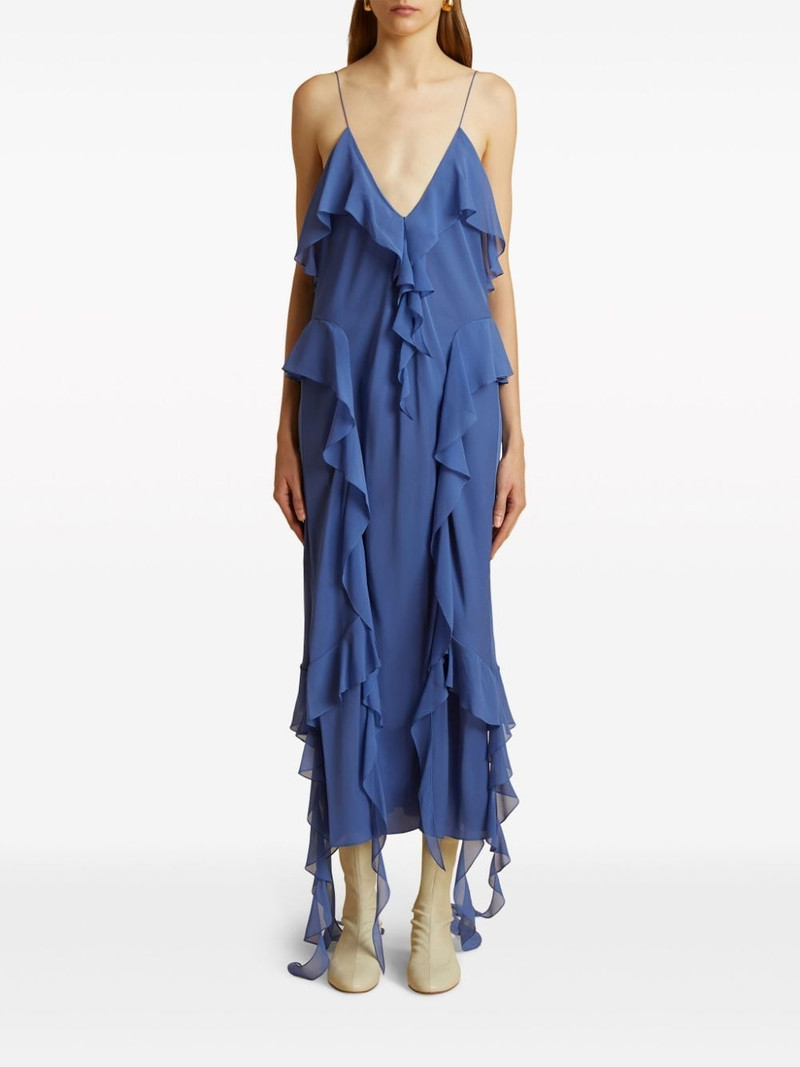 KHAITE The Pim ruffle-trim silk midi dress | REVERSIBLE