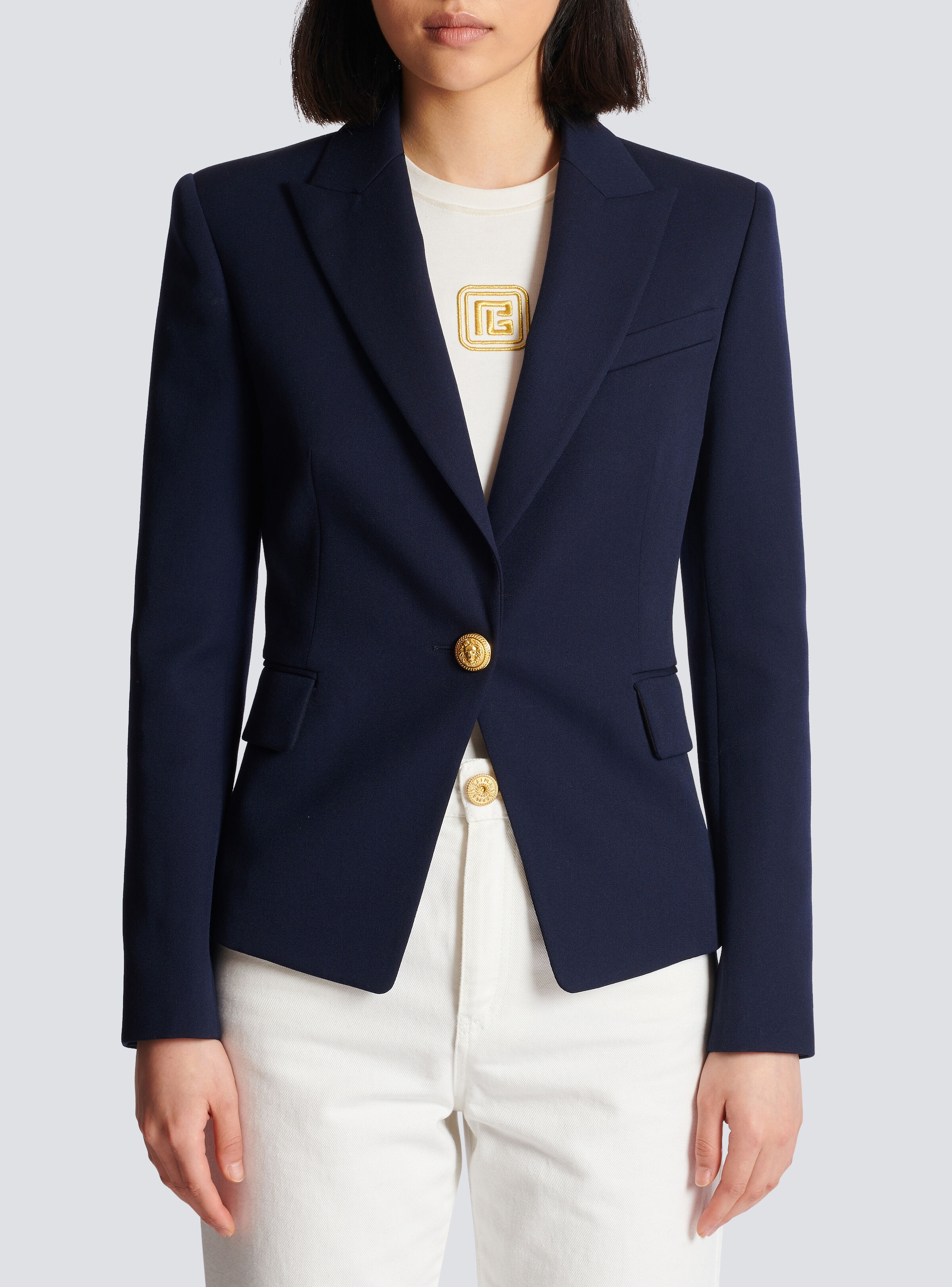 One-button wool blazer - 5