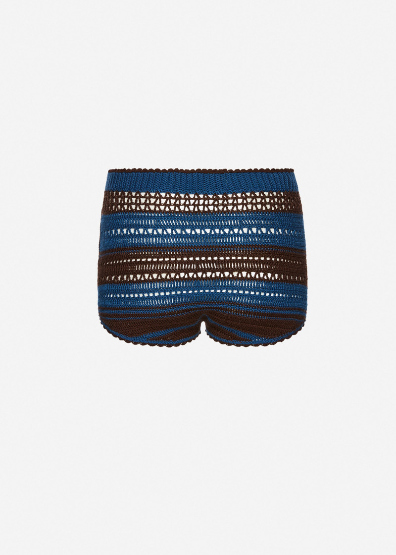 Crochet shorts in blue and brown 2