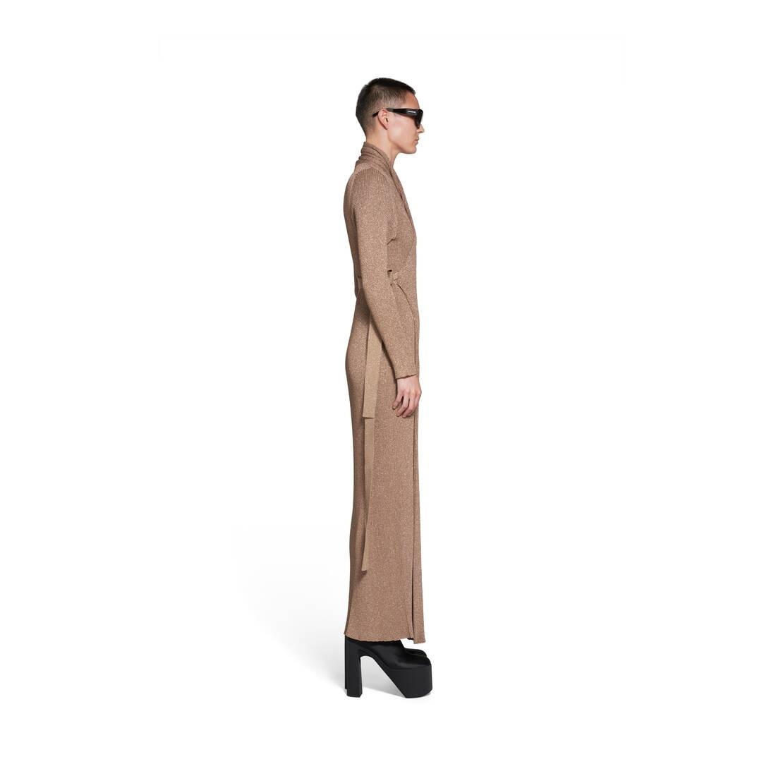 Women's Wrap Maxi Dress in Gold - 3