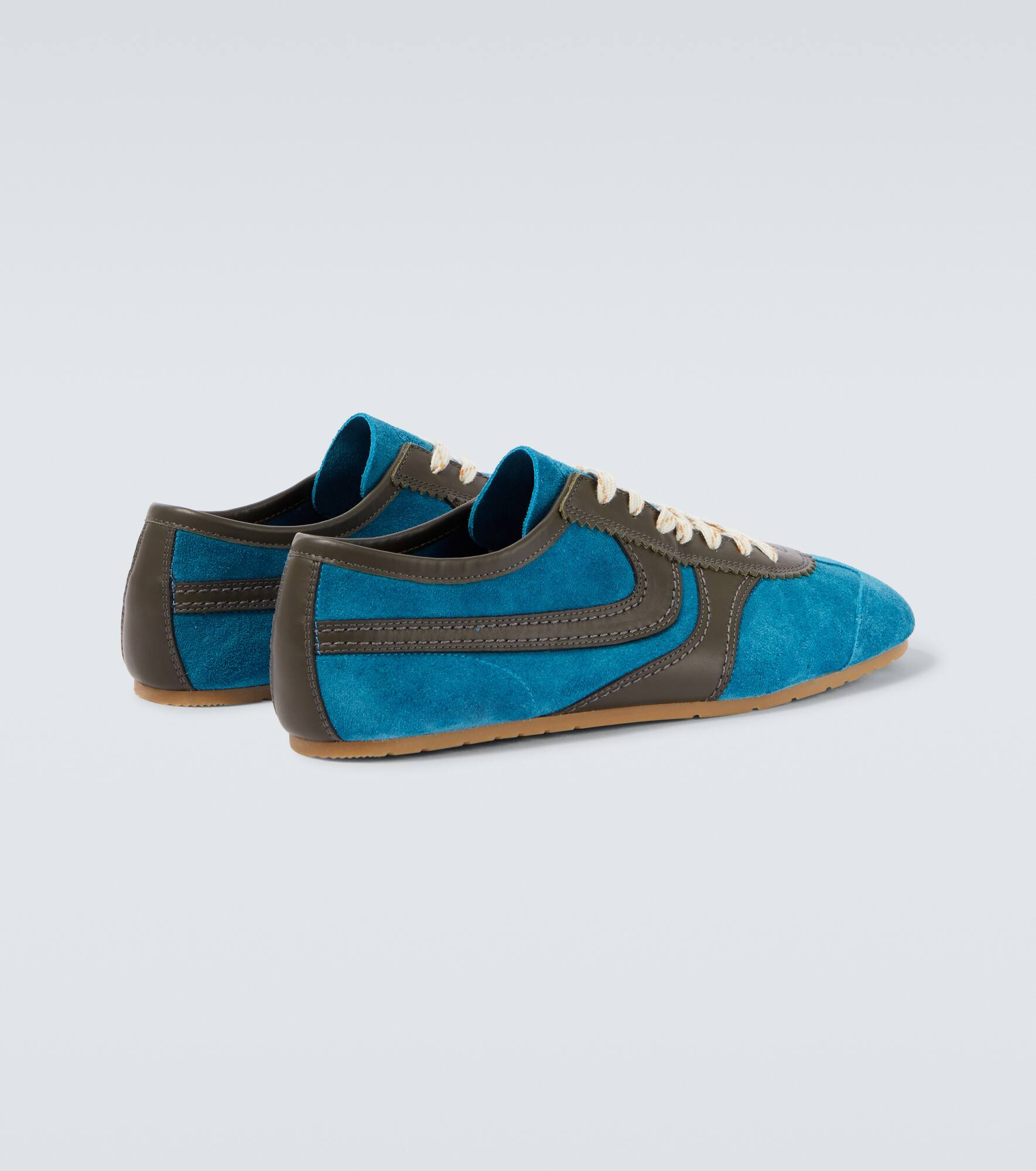 Leather-trimmed suede sneakers - 6