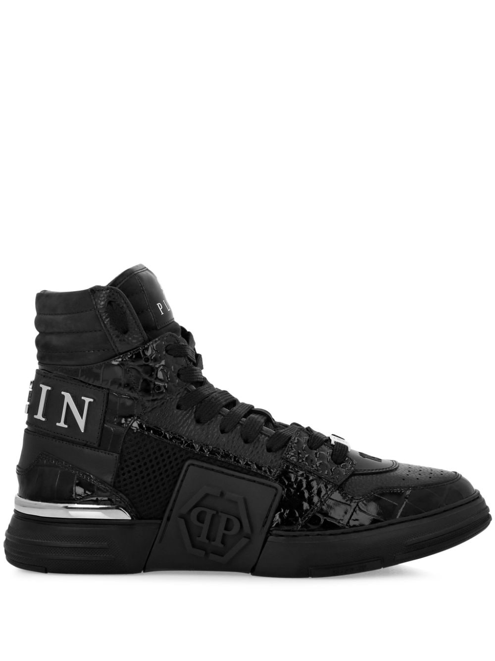 Hexagon leather hi-top sneakers - 1