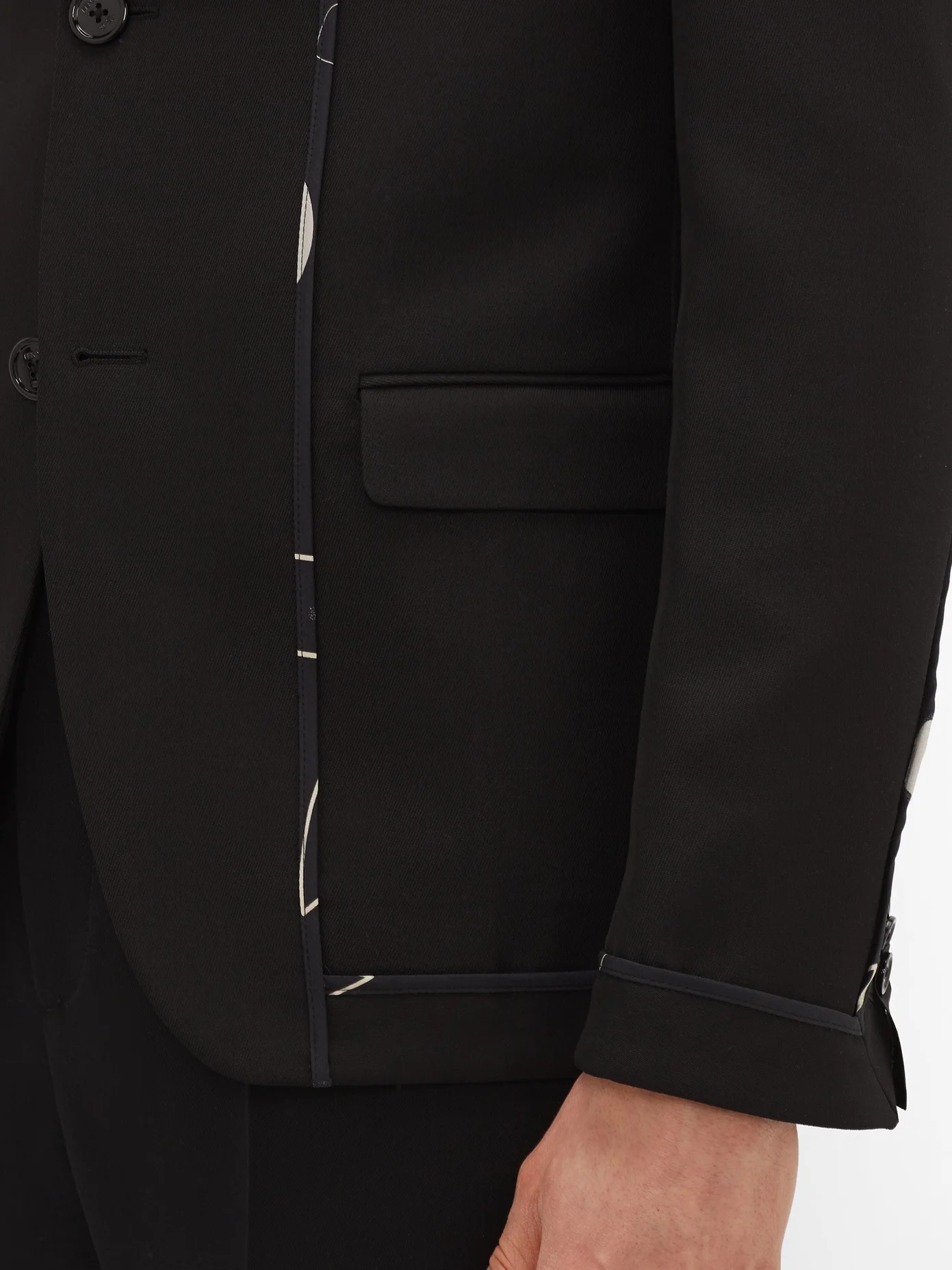 Single-breasted contrast-trim wool-twill jacket - 4