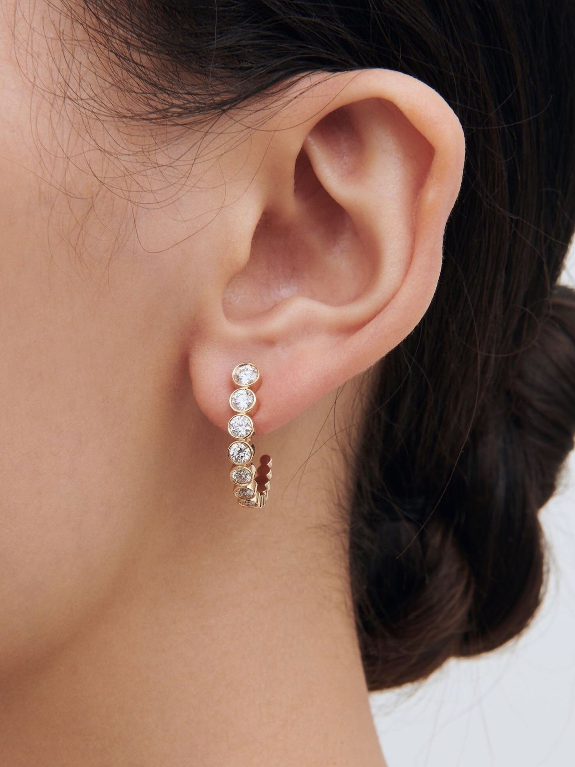 18kt yellow gold diamond hoop earrings - 3