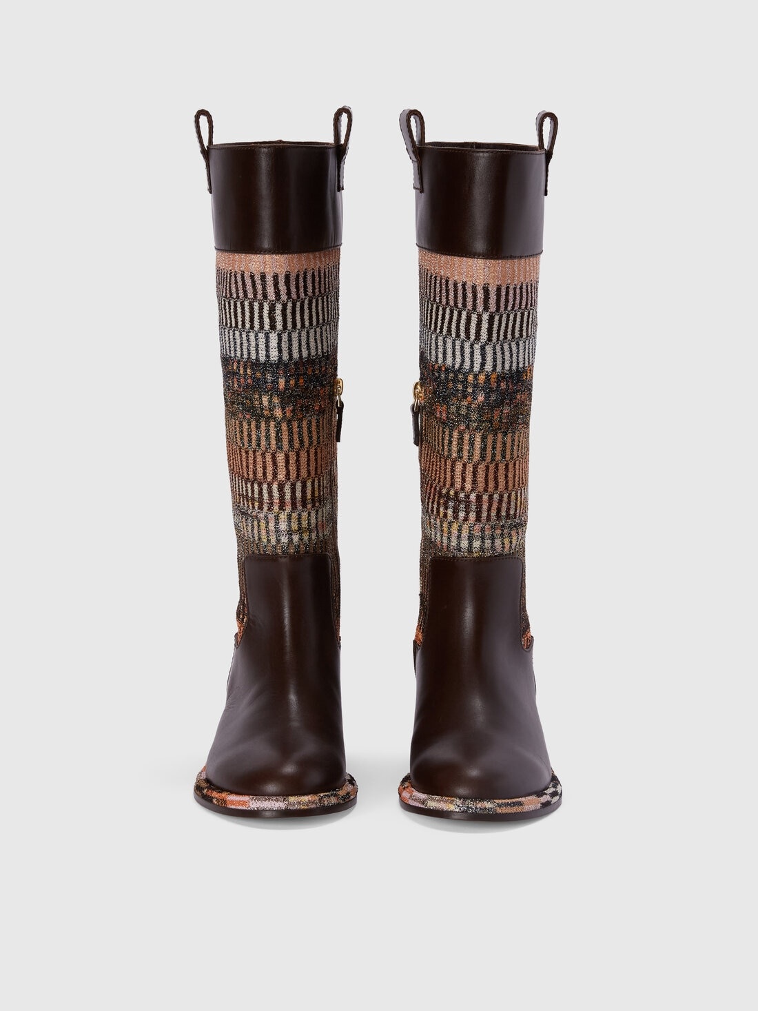 Leather boots with lamé fabric insert - 3