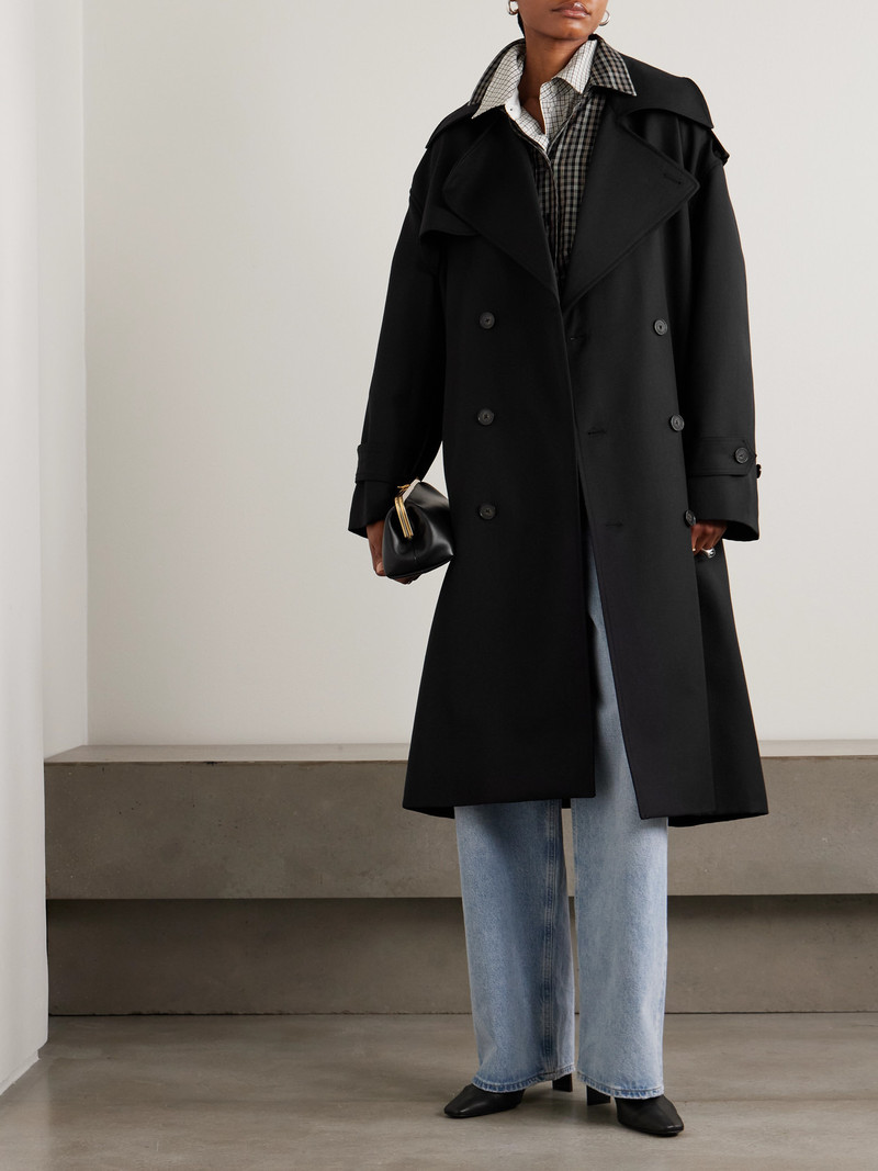 The Frankie Shop Dursley Oversized Double-breasted Belted Woven Trench Coat outlook