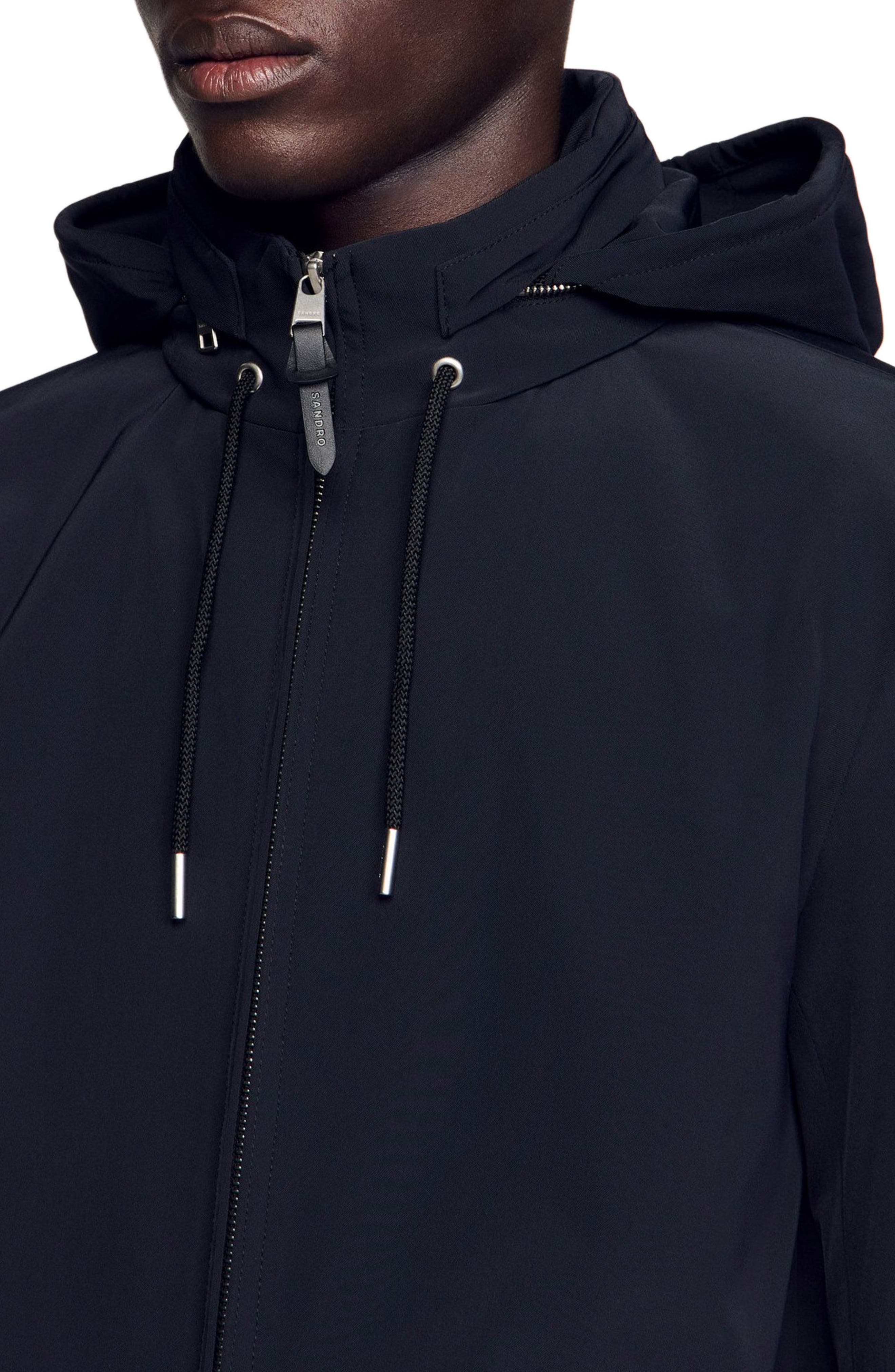 SANDRO Zip-up hooded jacket in Navy Blue at Nordstrom - 5
