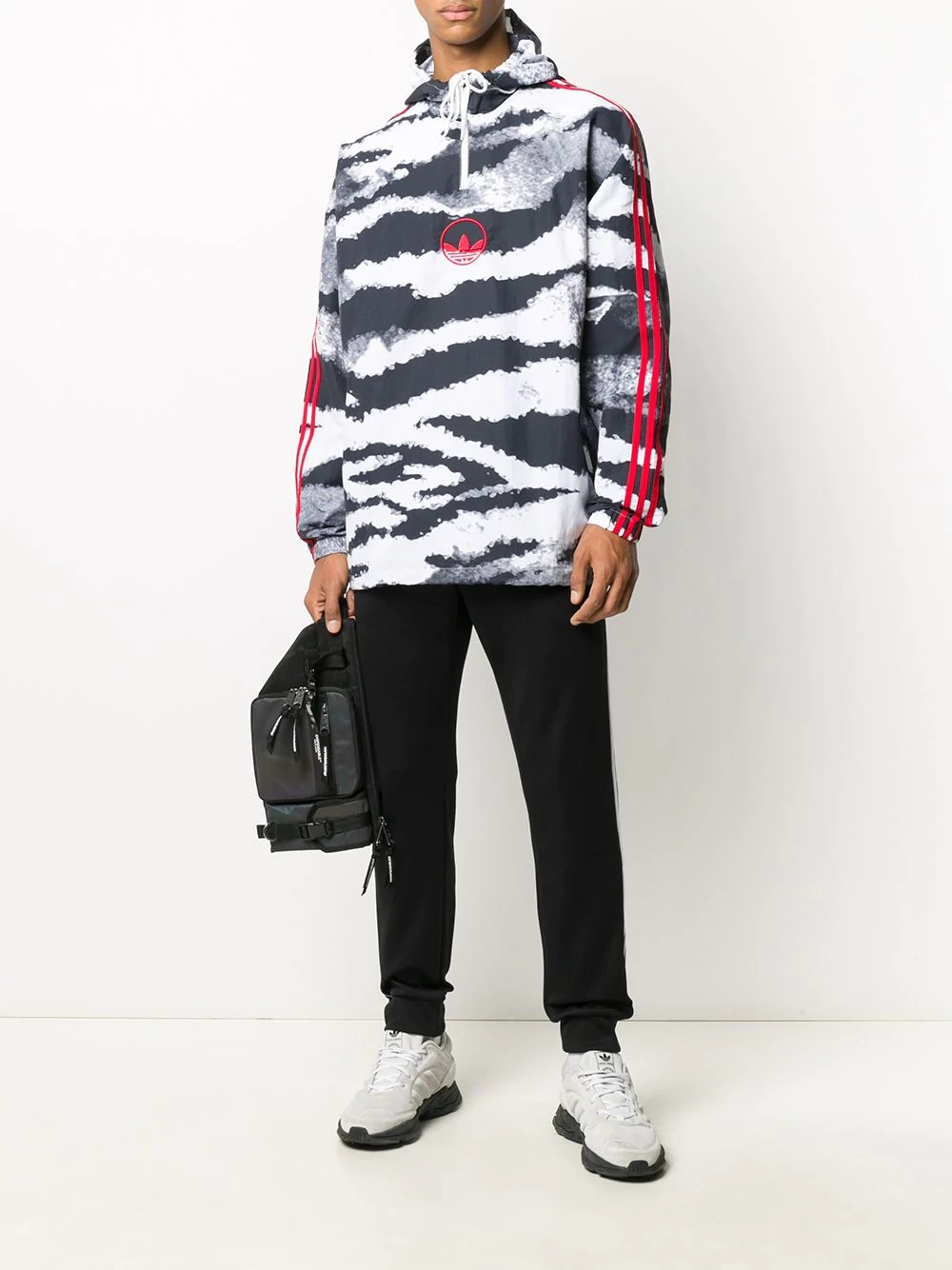 zebra-print hooded winbreaker - 2