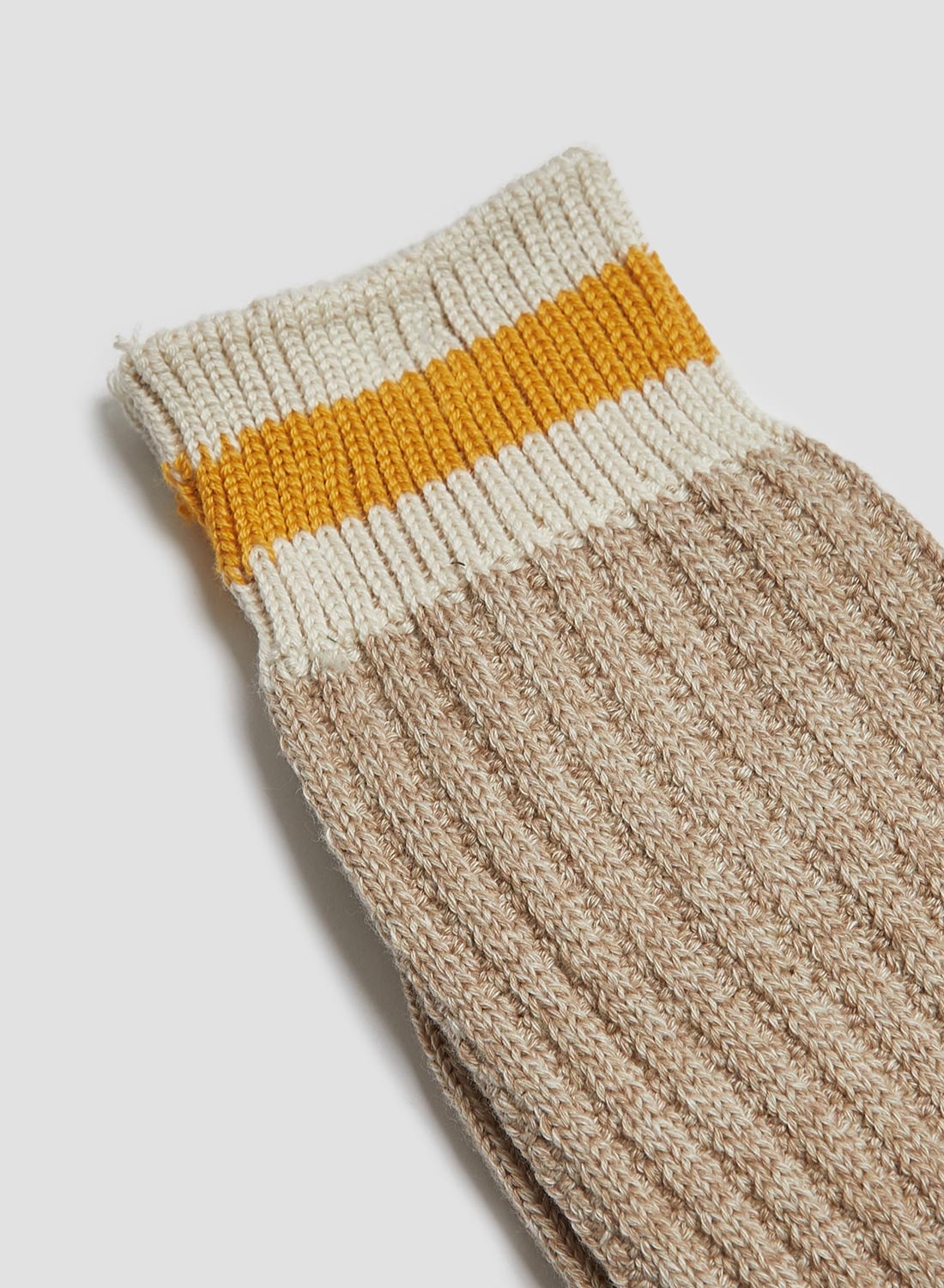 Anonymous Ism Tuck Cuff Stripes Crew Sock in Beige - 2