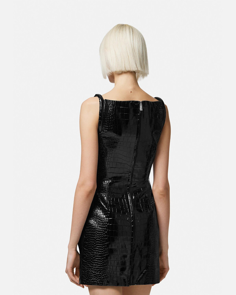 Croc-Effect Leather Mini Dress 4