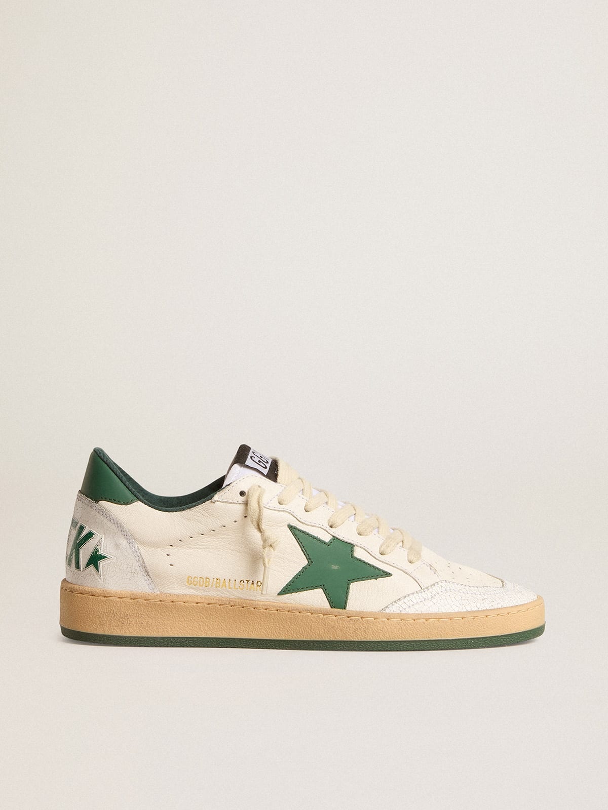 Men's Ball Star Wishes in white nappa leather with green leather star and heel tab - 1