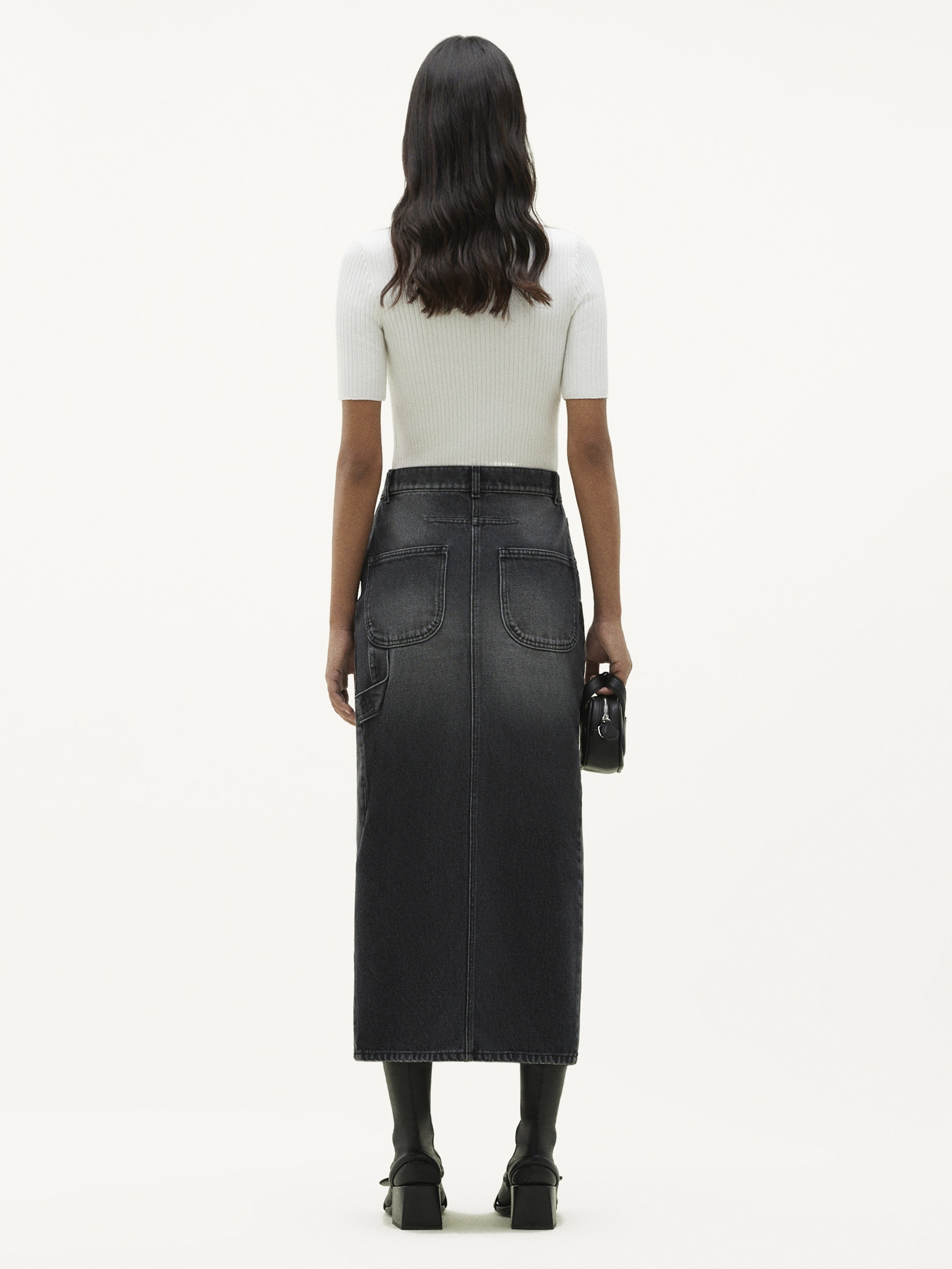 DENIM LONG SKIRT - 4